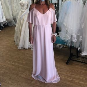 After Six Light Pink Bridesmaid Prom Off The Shoulder Formal Long Dress Size 8